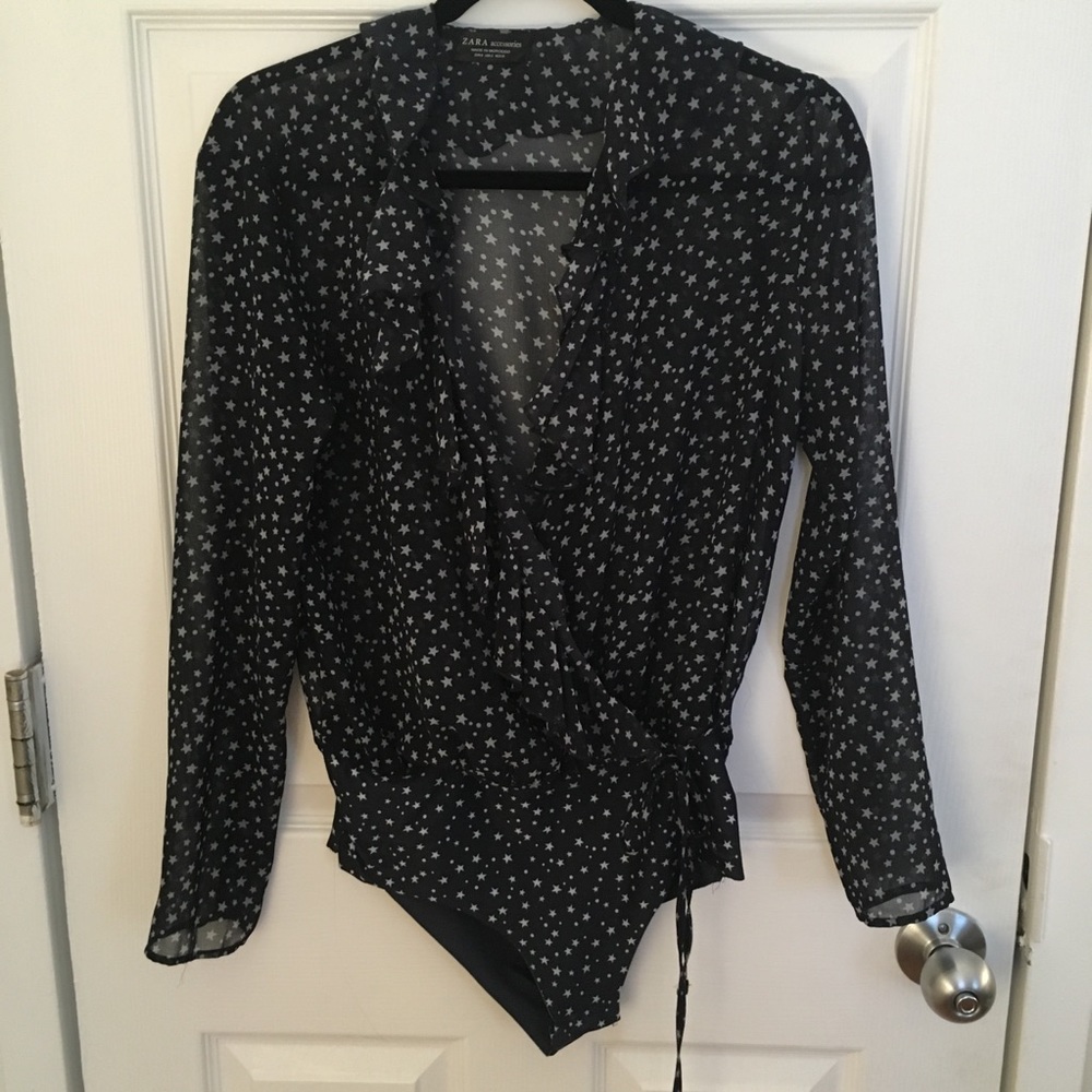 Zara Star Print Wrap Bodysuit